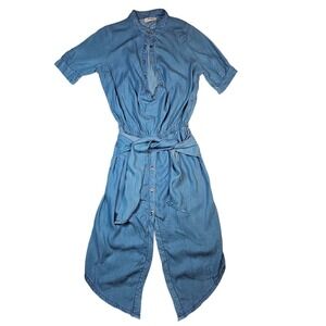 Vibrant M.I.U. Denim Dress Button Front Made in USA Denim Blue M Nwot